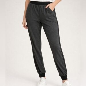 Charcoal Stretch Joggers with Black Side Stripes – Comfy Athleisure